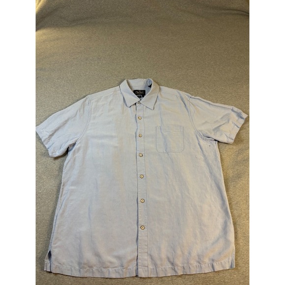 Nat Nast Other - Nat Nast Luxury Originals Silk Linen Shirt Mens Large Blue Short Sleeve Dobby L
